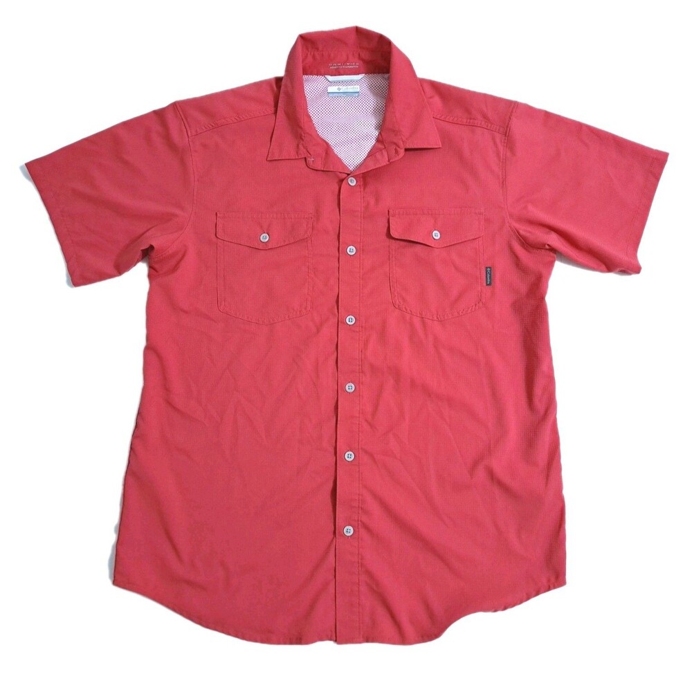 Columbia PFG Men's Large Vented Fishing Boating Shirt Red Performance  Omni Wick